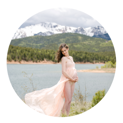 Colorado Mountains with Pregnant Woman Gown
