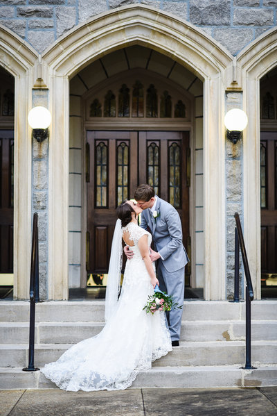 Couple at First Presbyterian Meridian Mississippi Wedding