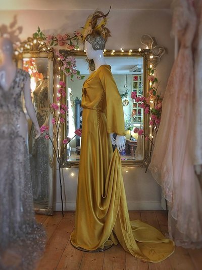 Mustard yellow ochre silk satin dress by Joanne Fleming Design (5)_WEB