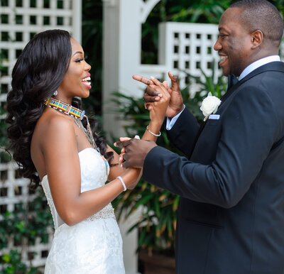 Bridge and Groom laughing together, Destination Wedding at The Palms Hotel in Miami, FL