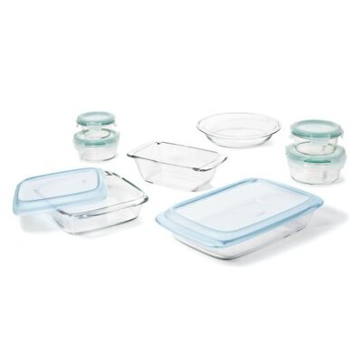 Oxo glass food storage containers with blue lids