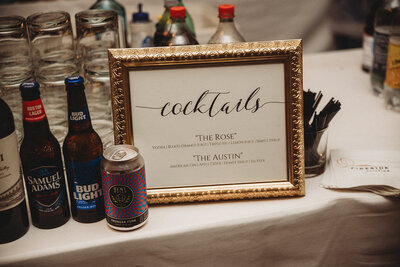 Specialty cocktail menu, Salem Wedding