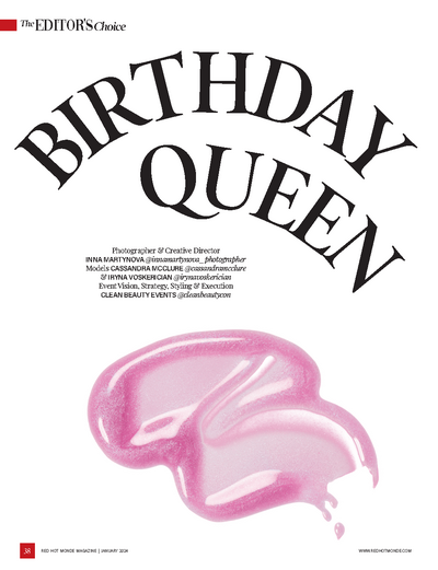 "Birthday Queen article title and graphic in Redhot Monde