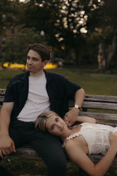 city couple photos of a couple together on a park bench