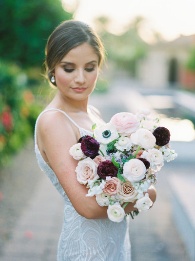 Arizona bride holding floral bouquet