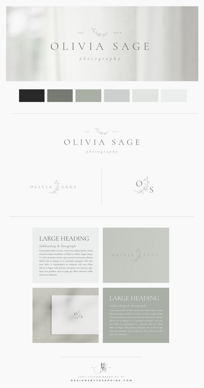 Branding for photographers that needs a classic and timeless brand. With a green and earthy color palette it works for both wedding and family photographers