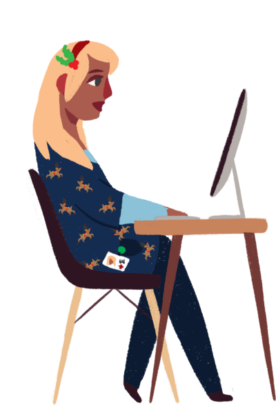 woman illustration sitting at a desk