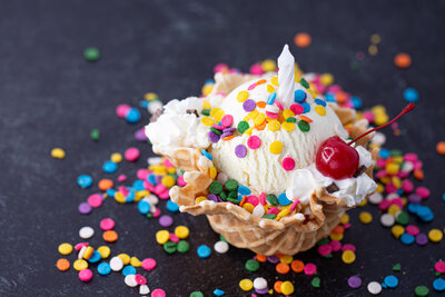 ice cream sundae and sprinkles