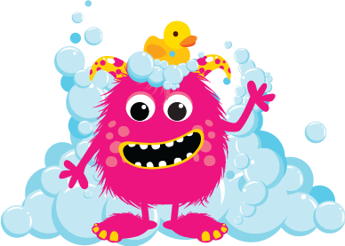 pink foam party monster with rubber ducky