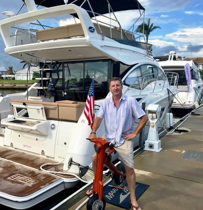 Boat owner docked his boat and leaves with his bronze Go-Bike M1