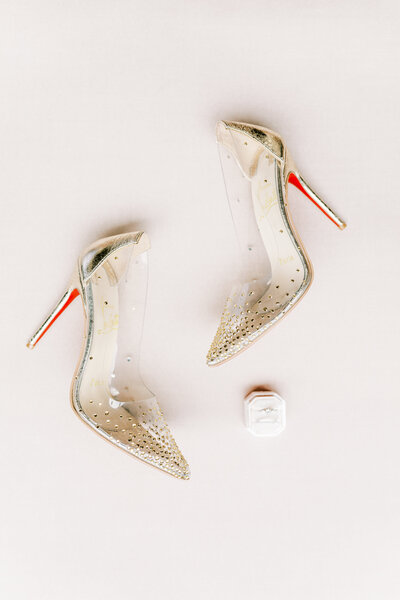 Christian Loubotin Gold Heels with Crystals
