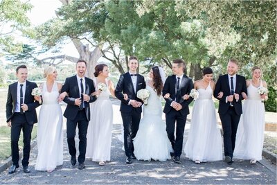 A group wedding photoshoot by Melbourne wedding photographer, Anna Selent.