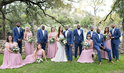 Wedding party portrait at the Addison Grove in Dripping Springs, TX