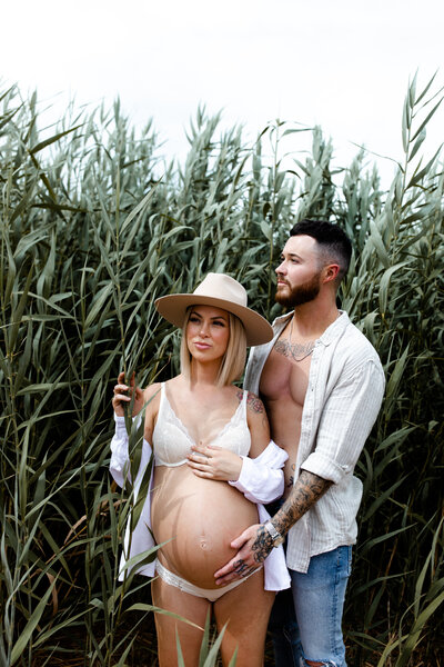 This couple had their maternity session at Wetlands Park in Las Vegas