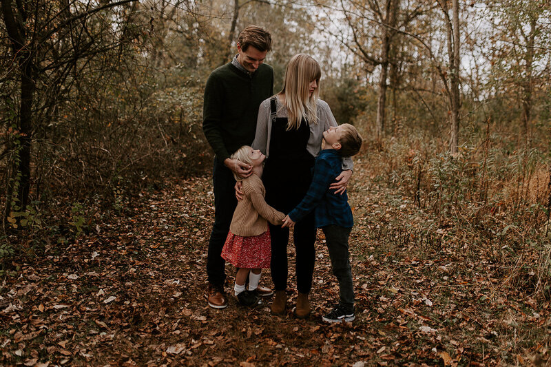 Fall family session on a hiking trail at French Park in Cincinnati Ohio