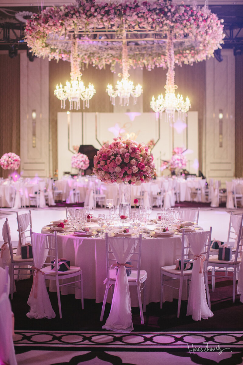 ballroom luxury pink wedding