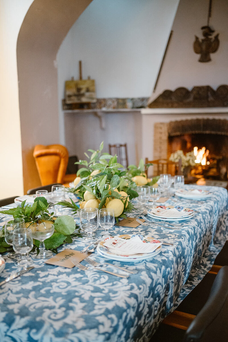table setting for an elopement in Italy