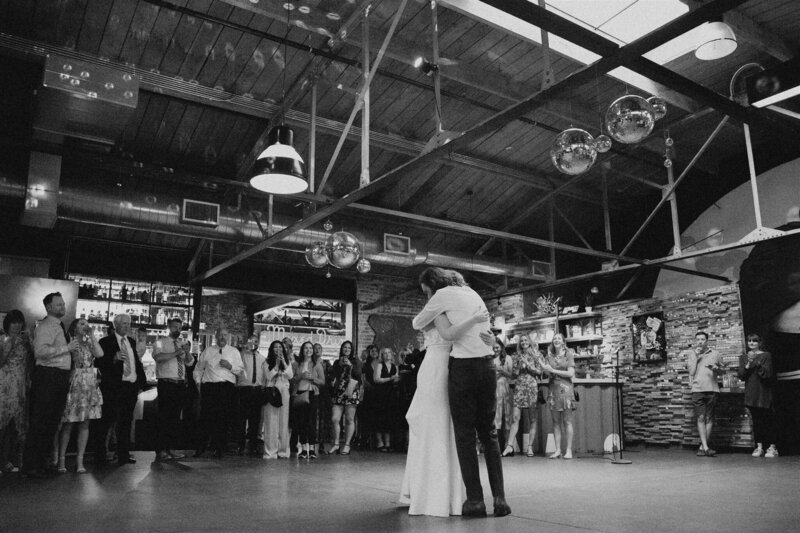 Couple dancing during wedding reception at Denver wedding venue