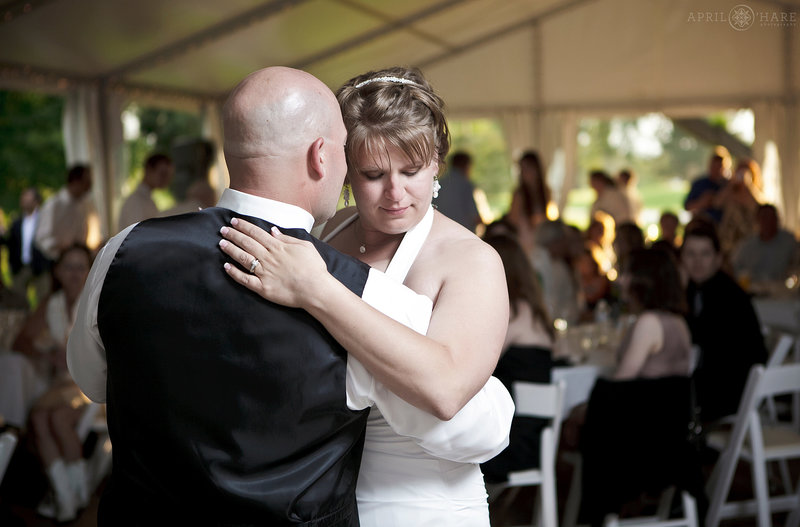 First Dance in the White Tent at The Barn at Raccoon Creek in Colorado