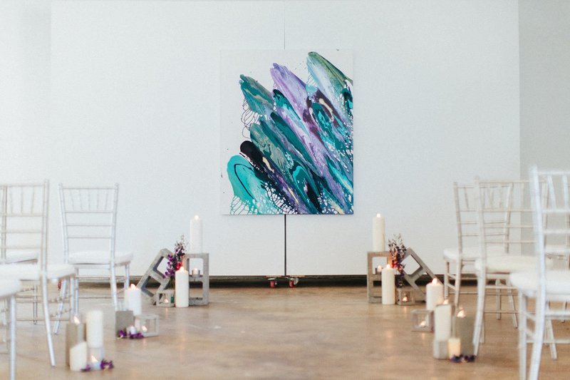Colorful artistic wedding background styled by Posh Chic Events