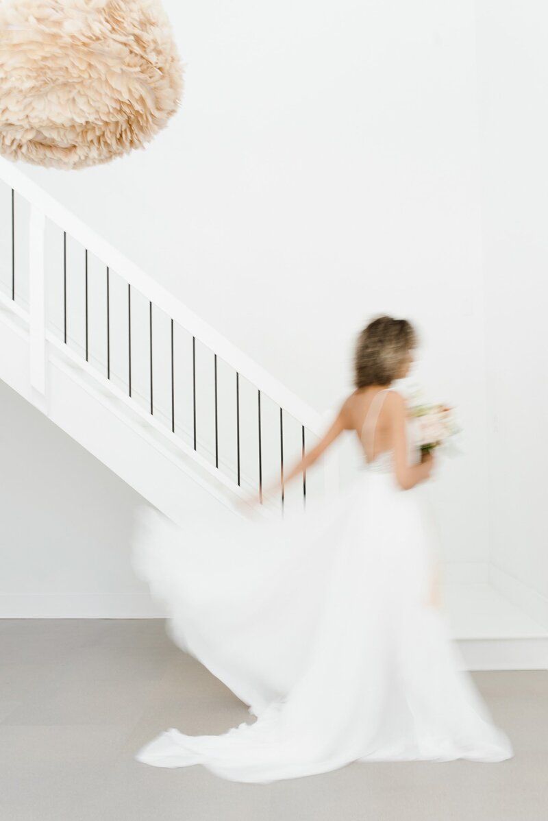 Bride walking blurred