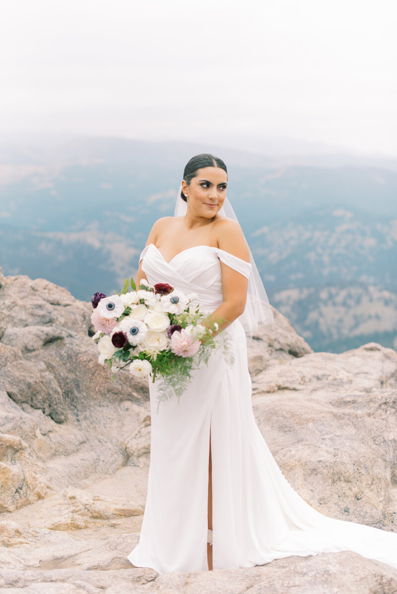 Colorado mountain overlook bridal portraits