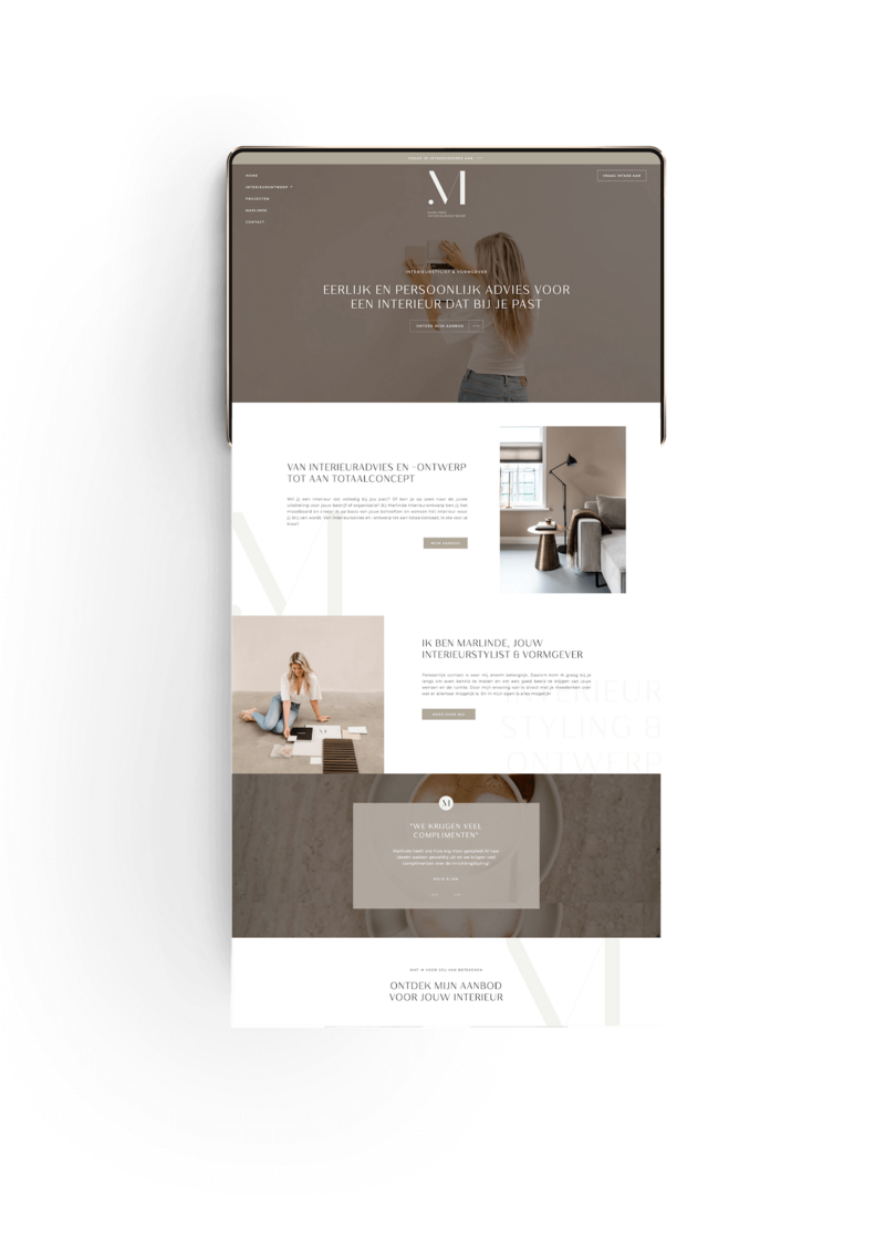 Marlinde Interieurontwerp Showit website template personalisatie door Wonderlik Webdesign