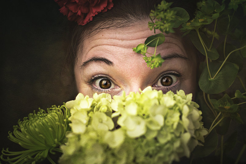 Self Portrait with flowers by Rain a Virginia photographer located in Northern Virginia