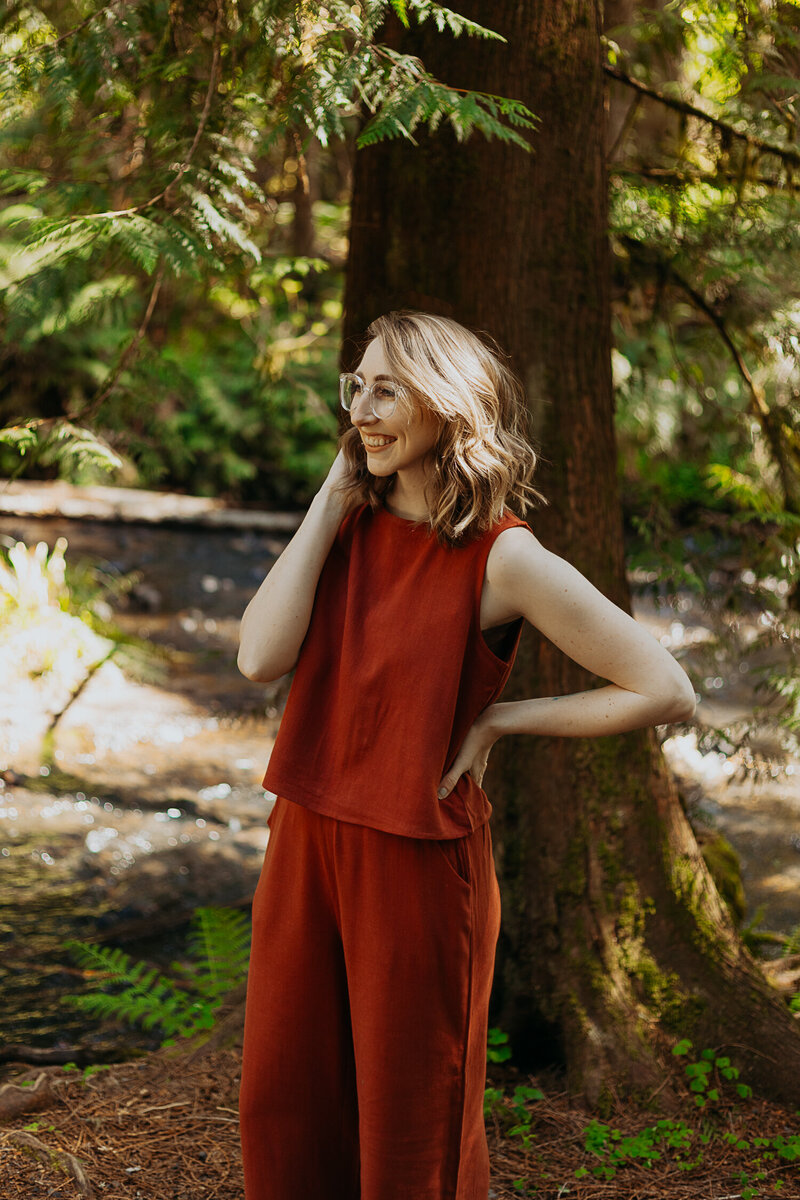 woman smiles at camera