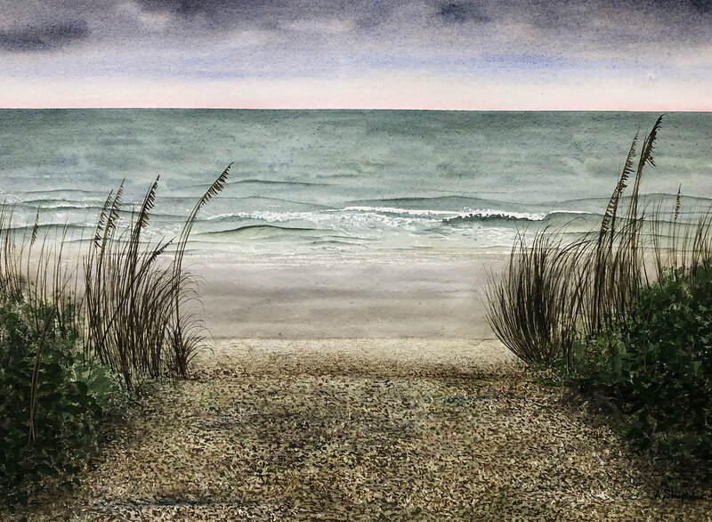After a Brief Rain © Alan Shuptrine, watercolor, 15 X 25.5 inches for canvas