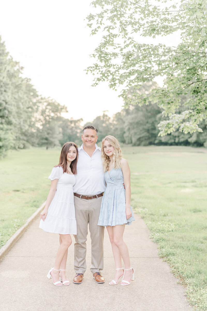dad with kids during spring mini session in Fairfax County, VA