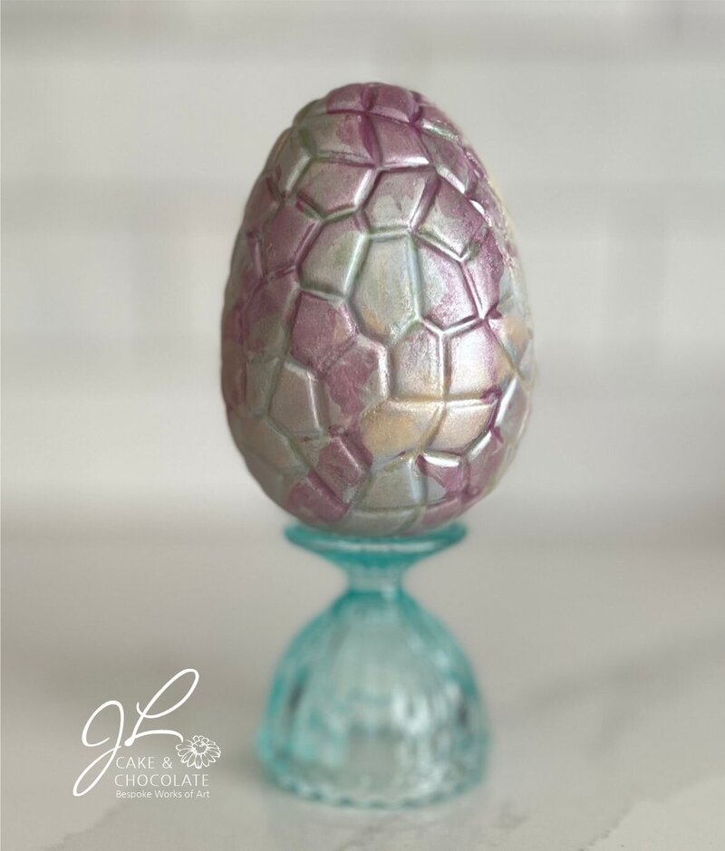 white chocolate artisan hand-painted chocolate egg 