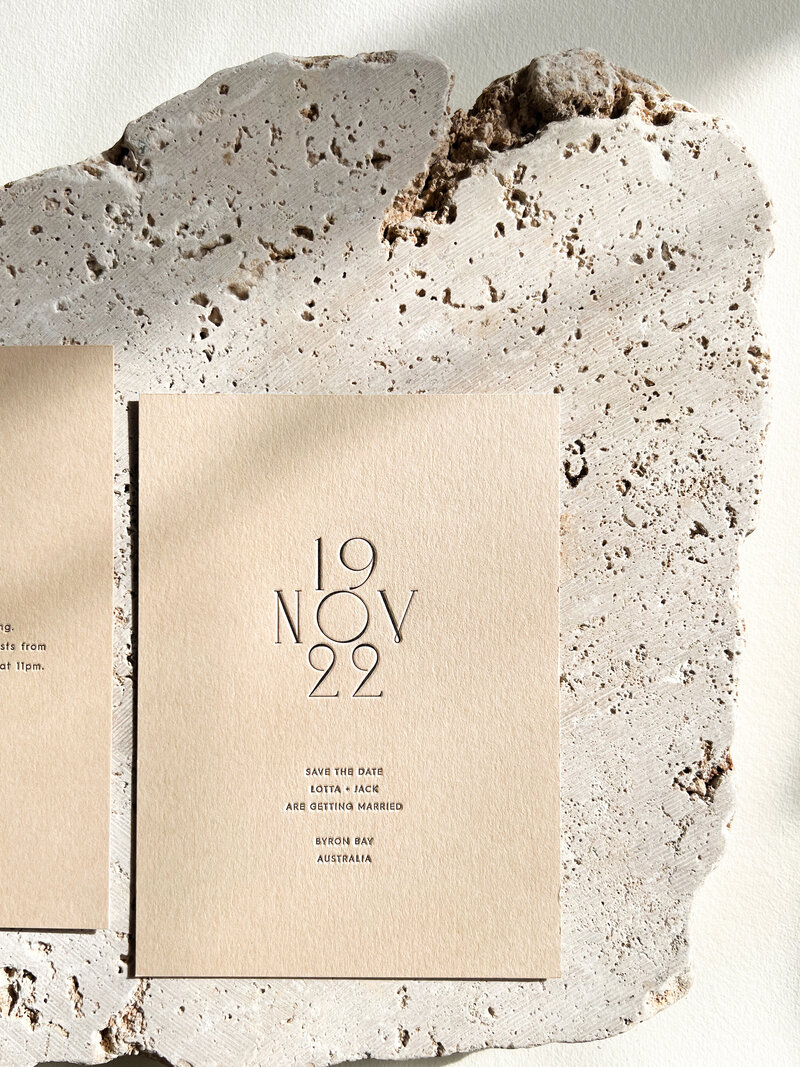 Luxury minimal letterpress wedding save the date card - Lotta