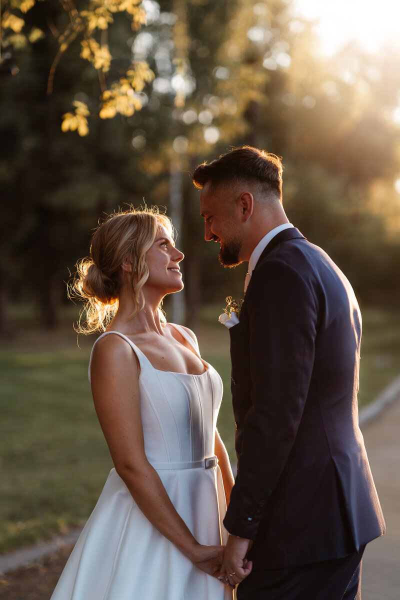 Bride and Groom in Marquee Wedding Breakfast