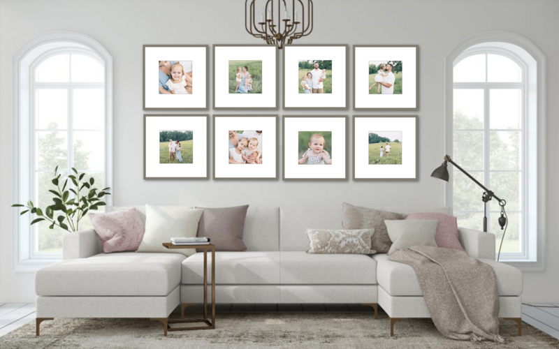 custom framed gallery wall from family session with Talia Laird Photography milwaukee photographers