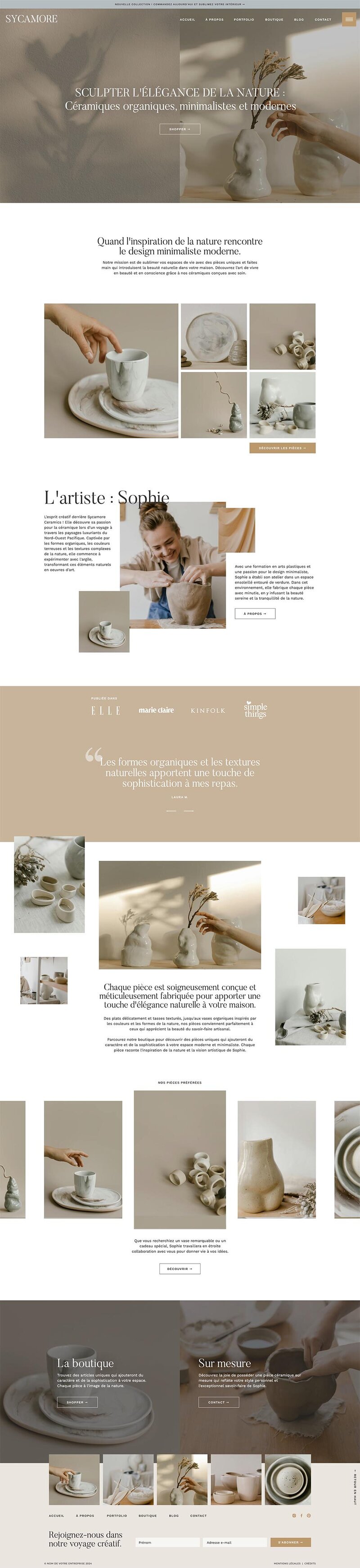 Capture d'écran du template de site Internet Showit Ash