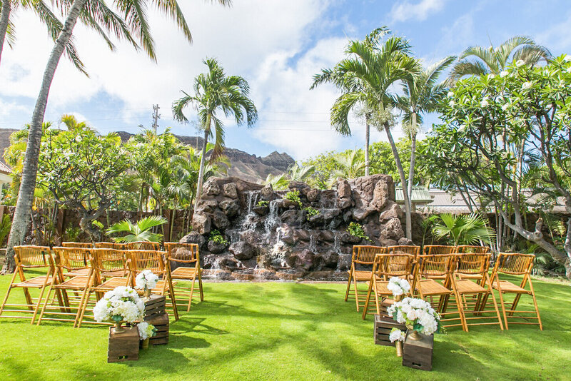 Oahu Wedding Venue  with water fall