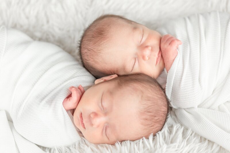 Newborn identical twin preemie baby boys at their Ann Arbor Newborn Photographer Luxury newborn session