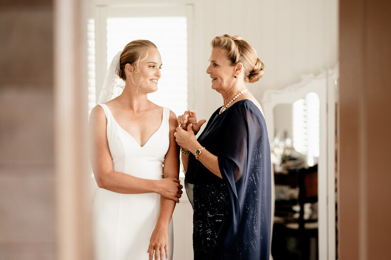 Bride and her mother at prep