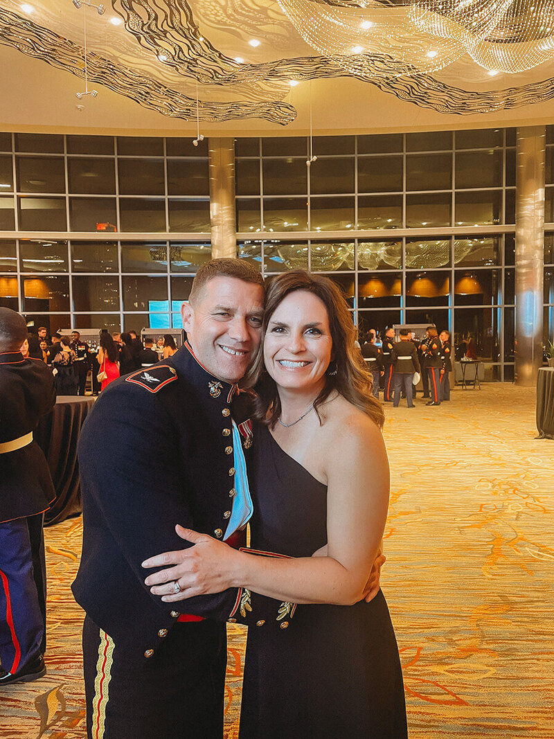 Marine and date at the annual Marine Corps Ball.