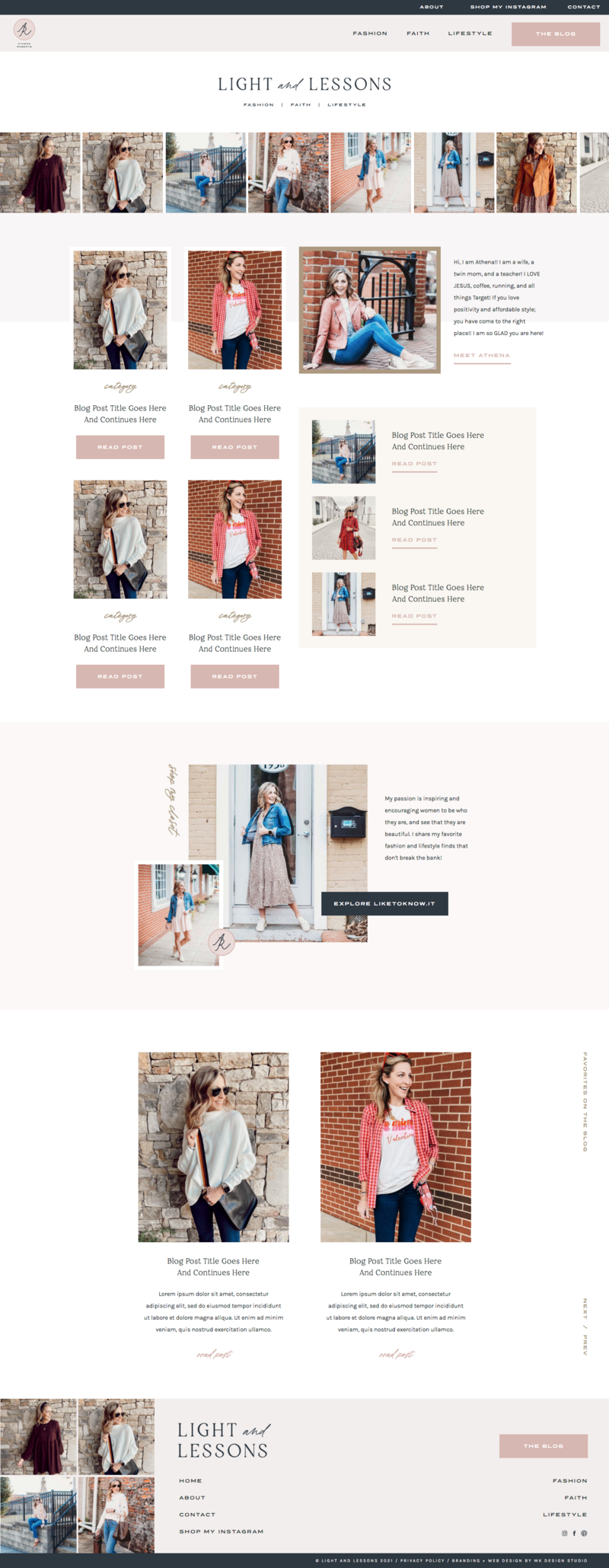 mockup showing a warm and neutral blog design