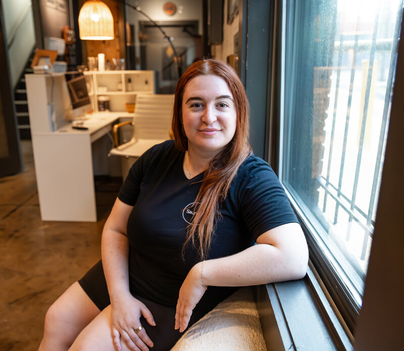 A Baltimore City salon manager poses for her branding session at The Loft-Brow,Lash, Skin in Canton, Maryland