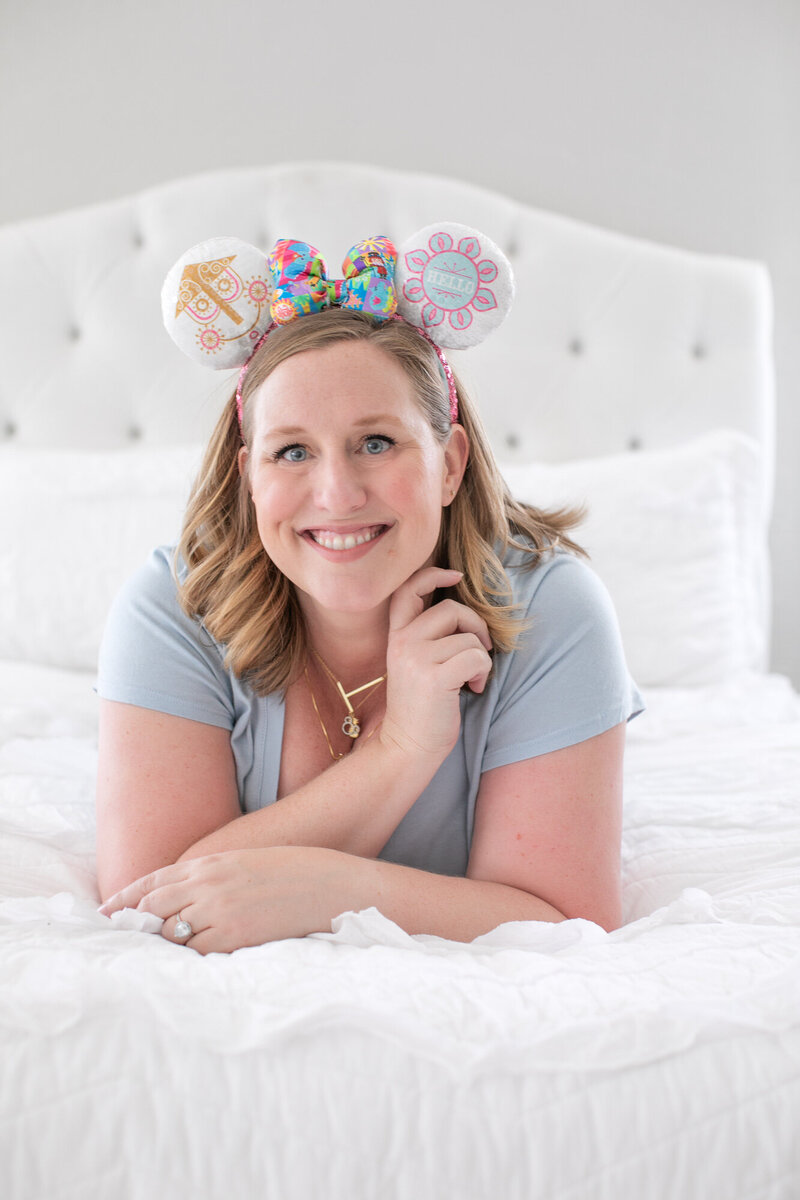 Tiffany Hix in her Boise photography studio with Minnie Mouse ear headband
