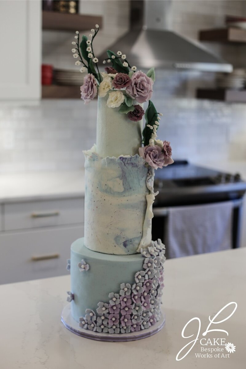 textural fondant, stone fondant,  sterling rose sugar flower, lily of the valley sugar flowers