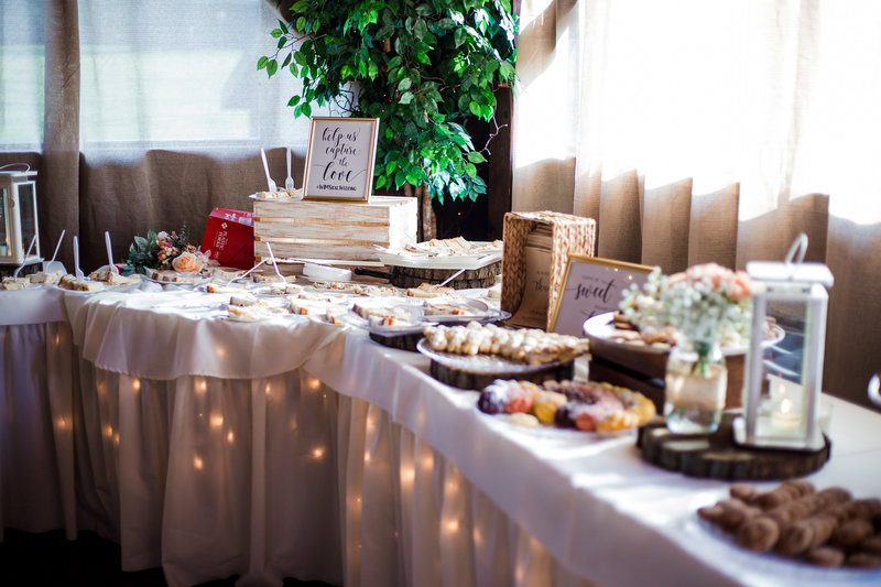 Dessert table at a Betsy's Barn wedding