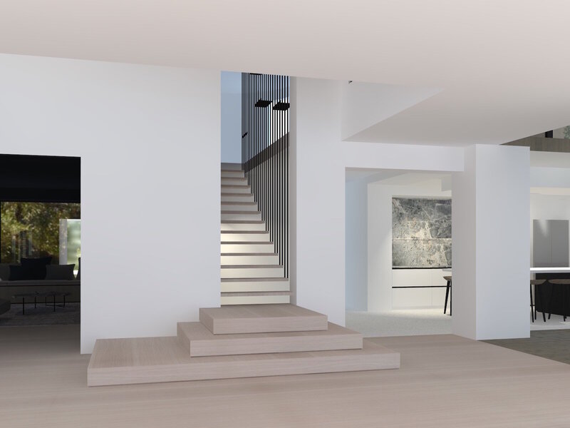 structural transformation of a villa in Belgium - residential project  - wood staircase -  interior architecture  by alexandra coppieters from AC Interiors