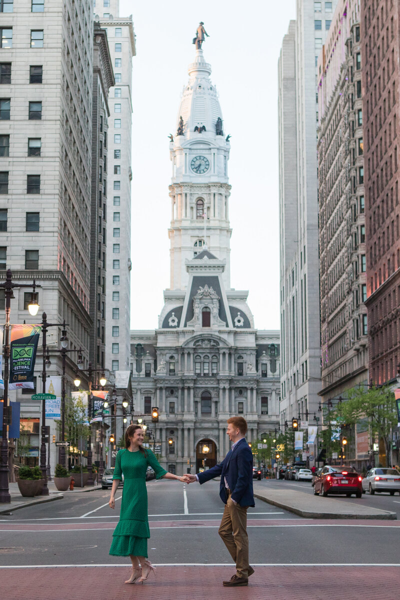 Philadelphia engagement photo with City Hall by Maryland photographer, Christa Rae Photography