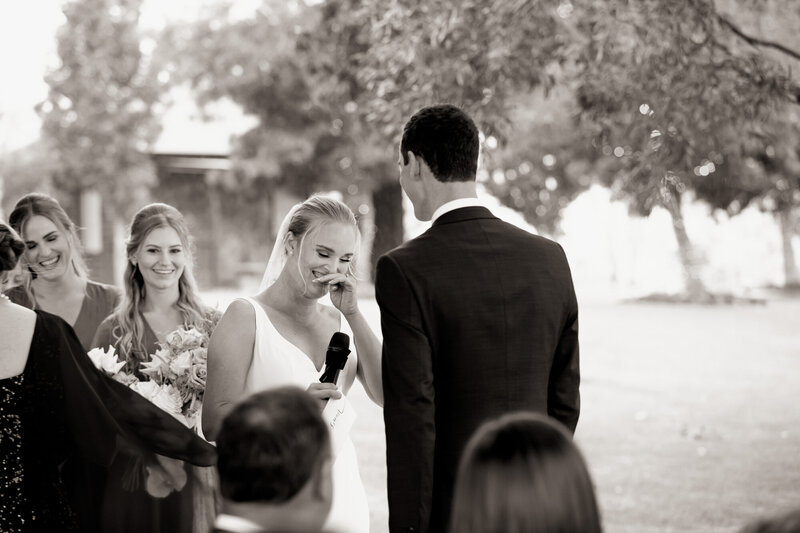 Bride gets emotional as she speaks to the groom