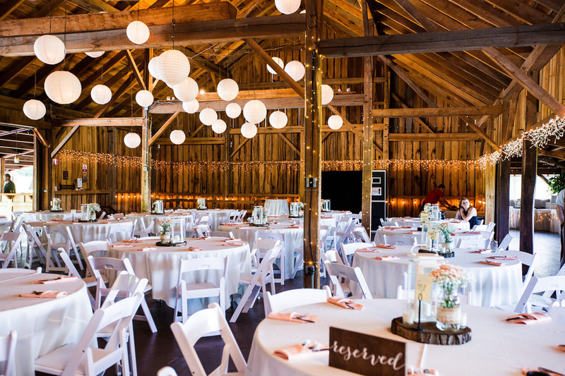 Betsy's Barn decorated for a wedding reception