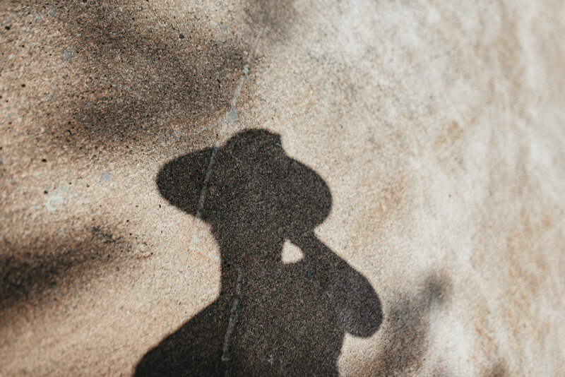 self portrait silhouette of wade muir on  rock